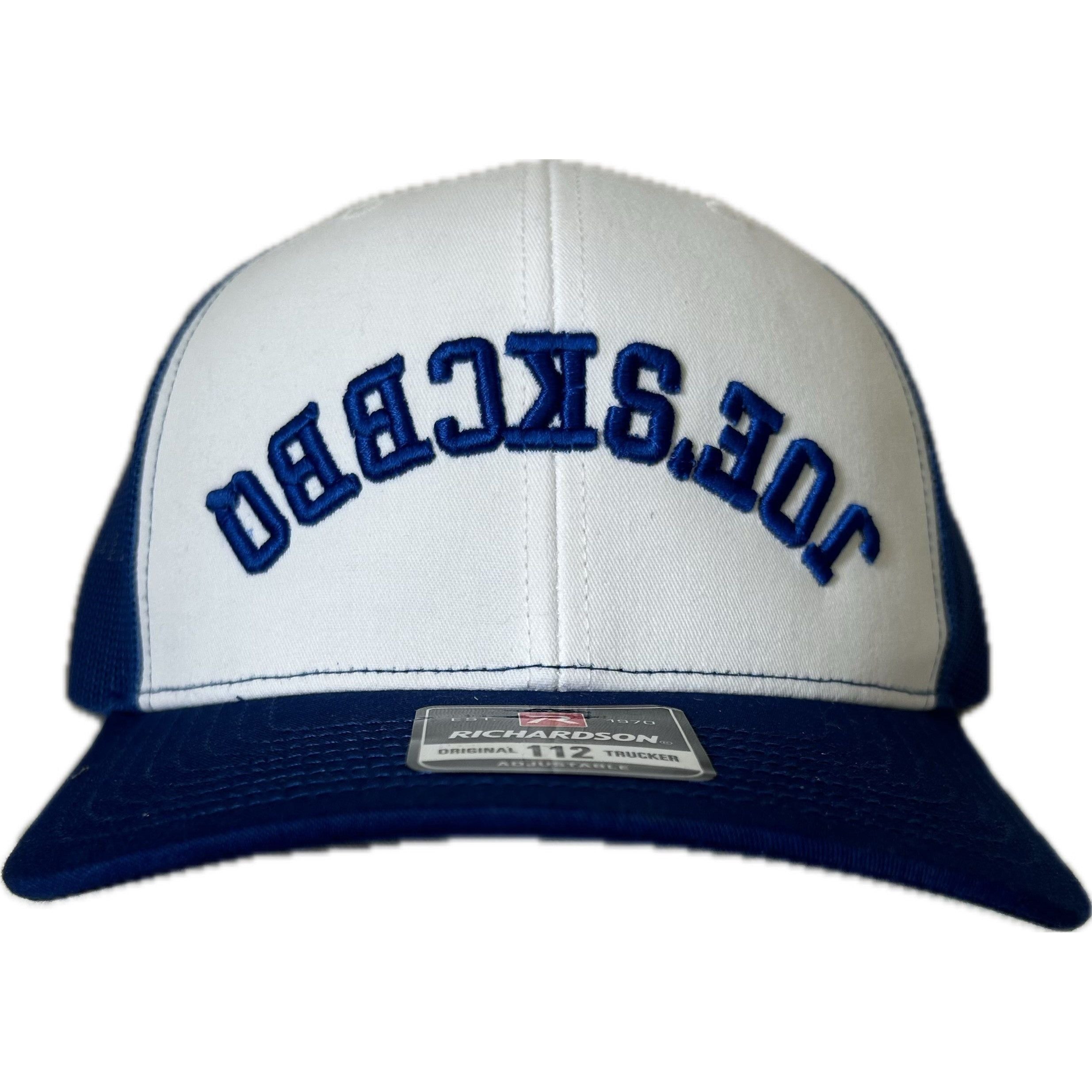 Joe's Kansas City BBQ Backwards lettering blue and white hat