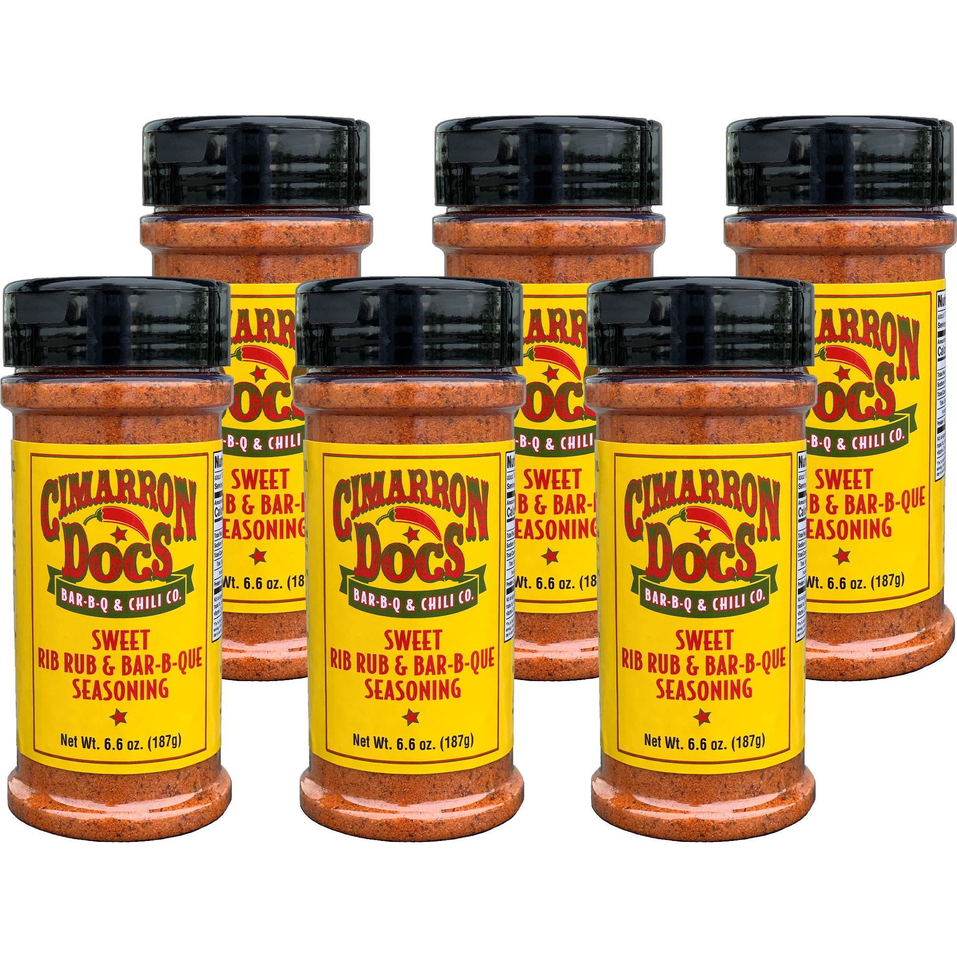 Cimarron Doc's Sweet Rib Rub & Bar-B-Q Seasoning 6.6 oz. Bottles - Case of 6 - The Kansas City BBQ Store