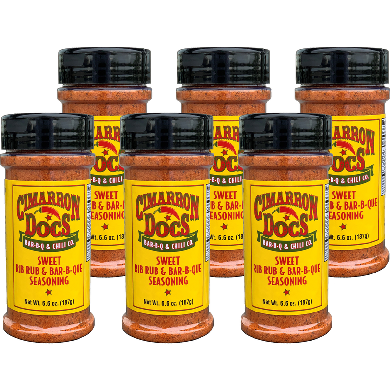 Cimarron Doc's Sweet Rib Rub & Bar-B-Q Seasoning 6.6 oz. Bottles - Case of 6 - The Kansas City BBQ Store