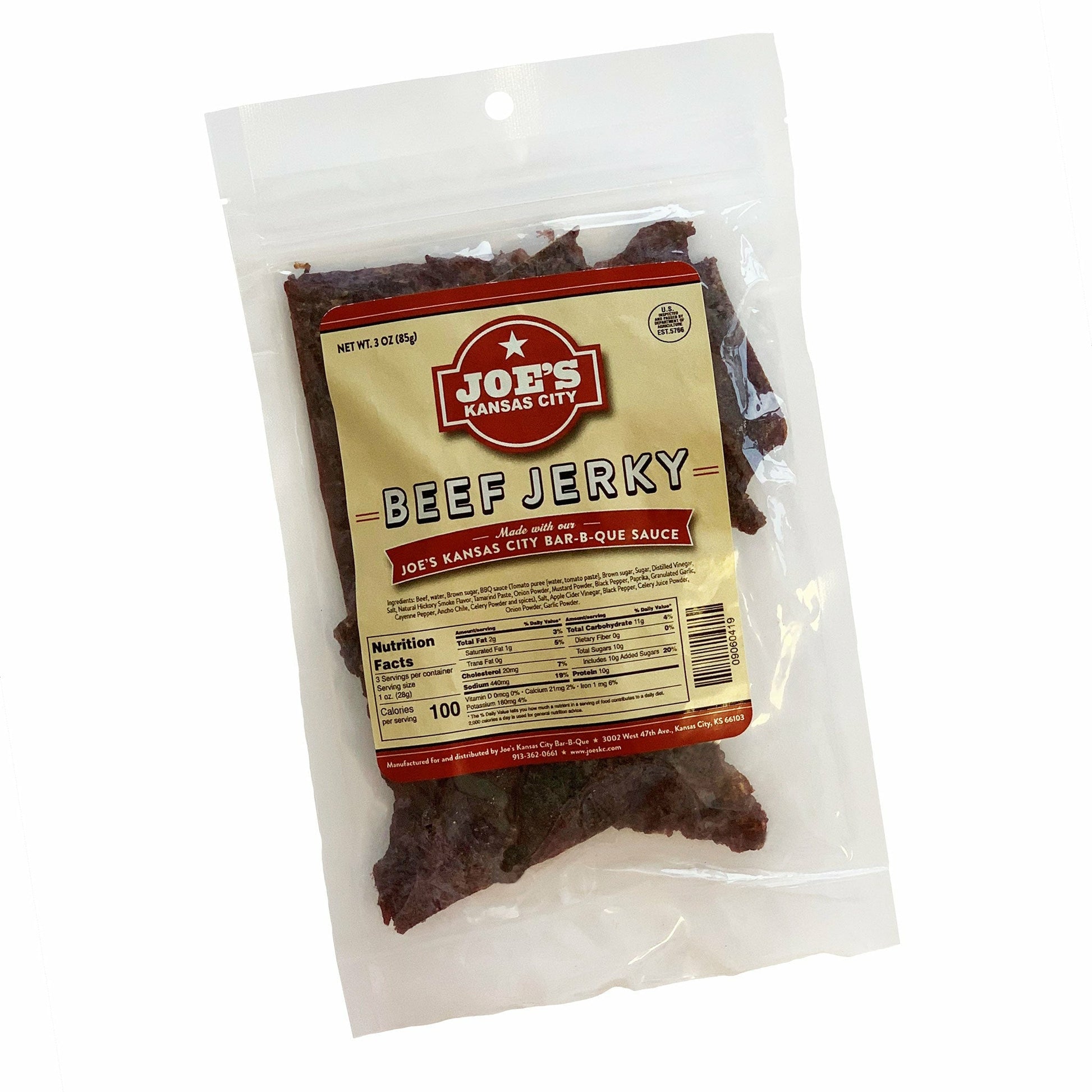 Joe's Kansas City Original Beef Jerky 3 oz. pkg. - The Kansas City BBQ Store