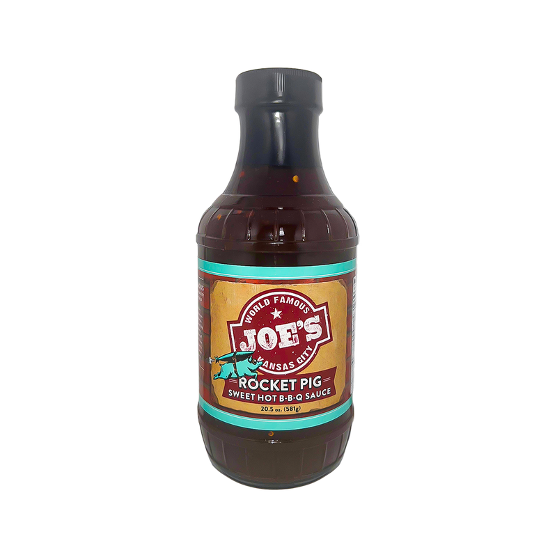 Bottle of Joe's Kansas City Rocket Pig Sweet Hot BBQ Sauce 